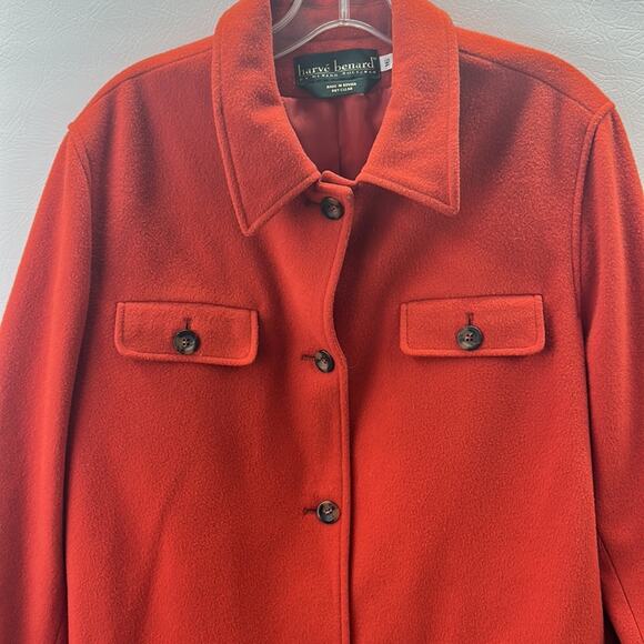 Harve Bernard Women's Wool Blend Jacket Shacket Long Sleeves Orange Size 16 - Picture 4 of 10